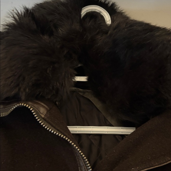 RUDSAK Black Fur-and Leather Trimmed Coat - Picture 9 of 10